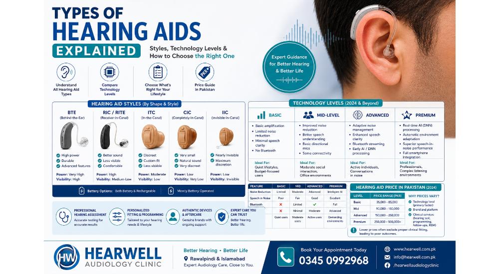 Types of Hearing Aids in Pakistan: Styles, Tech & Prices